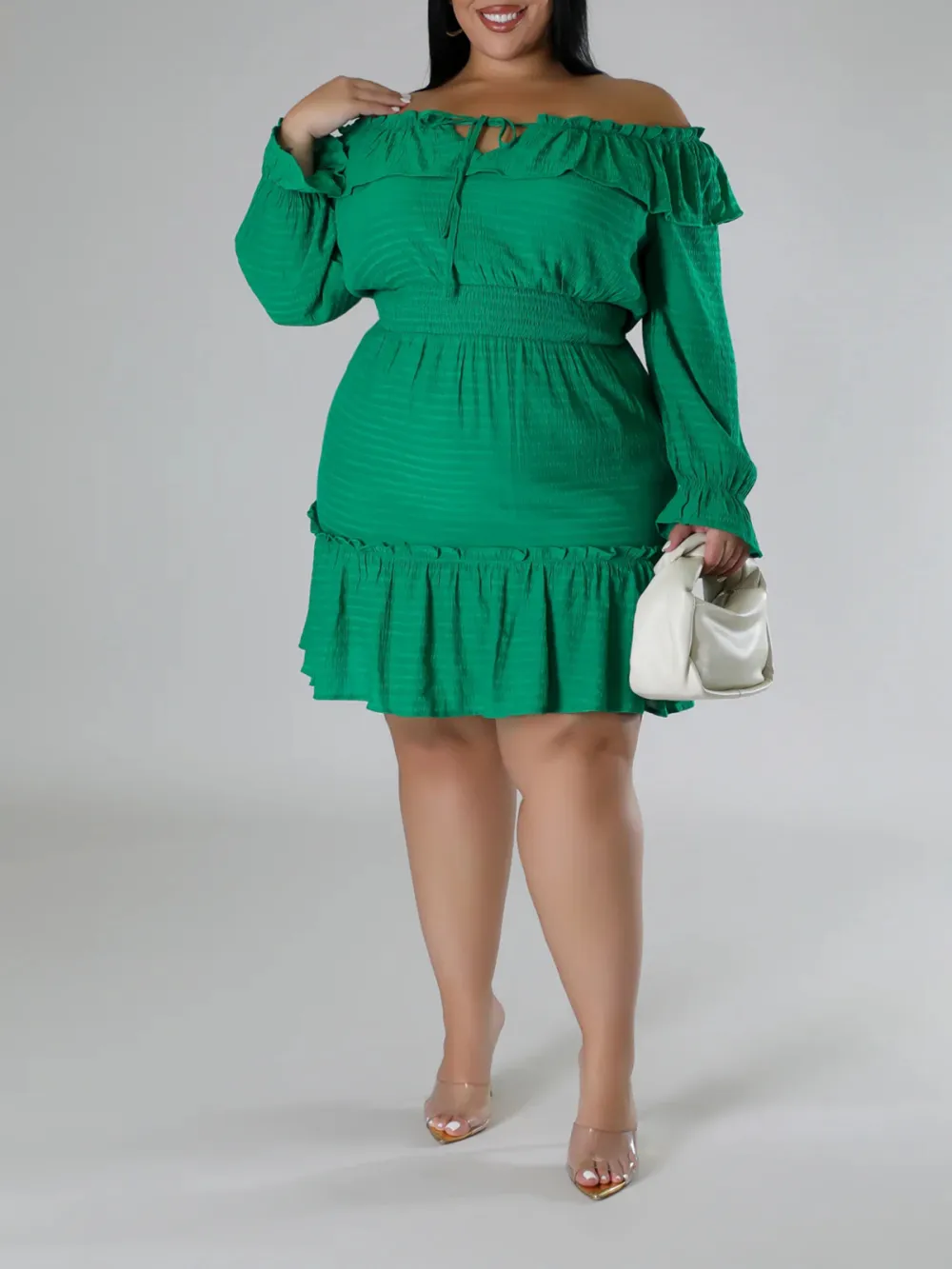 Straight Neck Tie Front Dress