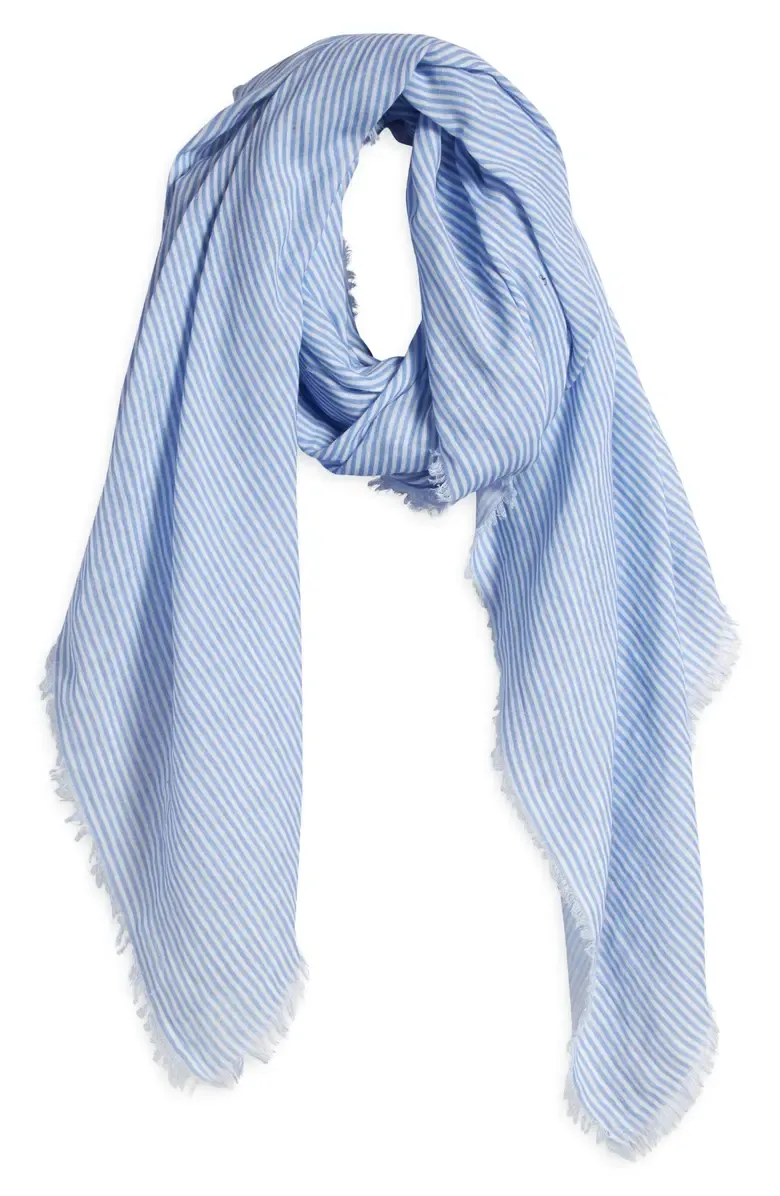 Striped Fringed Lightweight Scarf