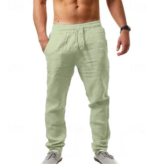 Men's Slim Fit Micro-Elastic Linen Trousers