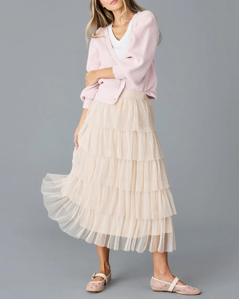 Pink Long Sleeves Open Front Cardigan