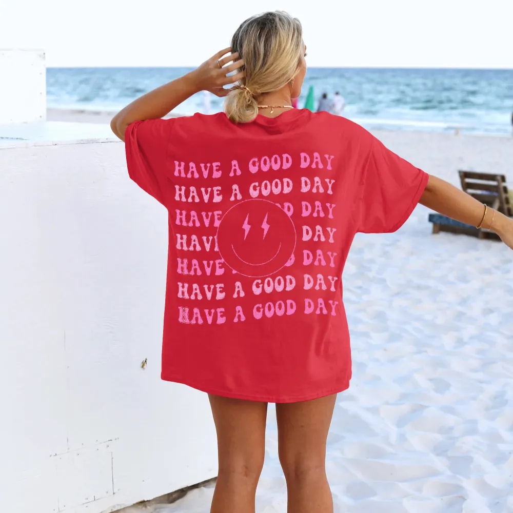 Good Day Repeating Print Short Sleeve Tee