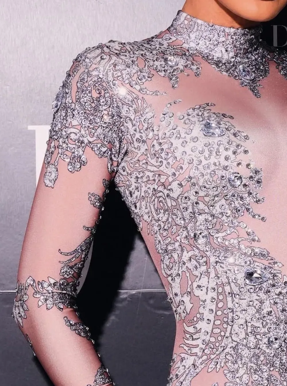 Rhinestone Print Backless Tight Jumpsuits