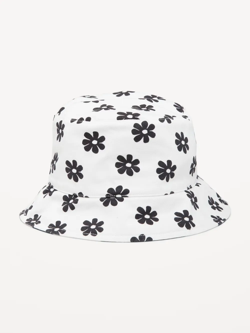 White Floral Print Bucket Hat