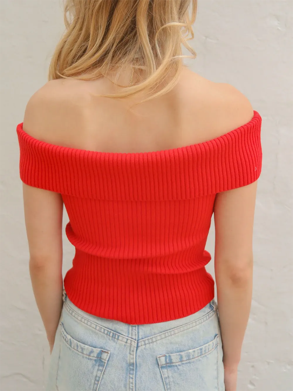 Off Shoulder Cut Out Knit Top