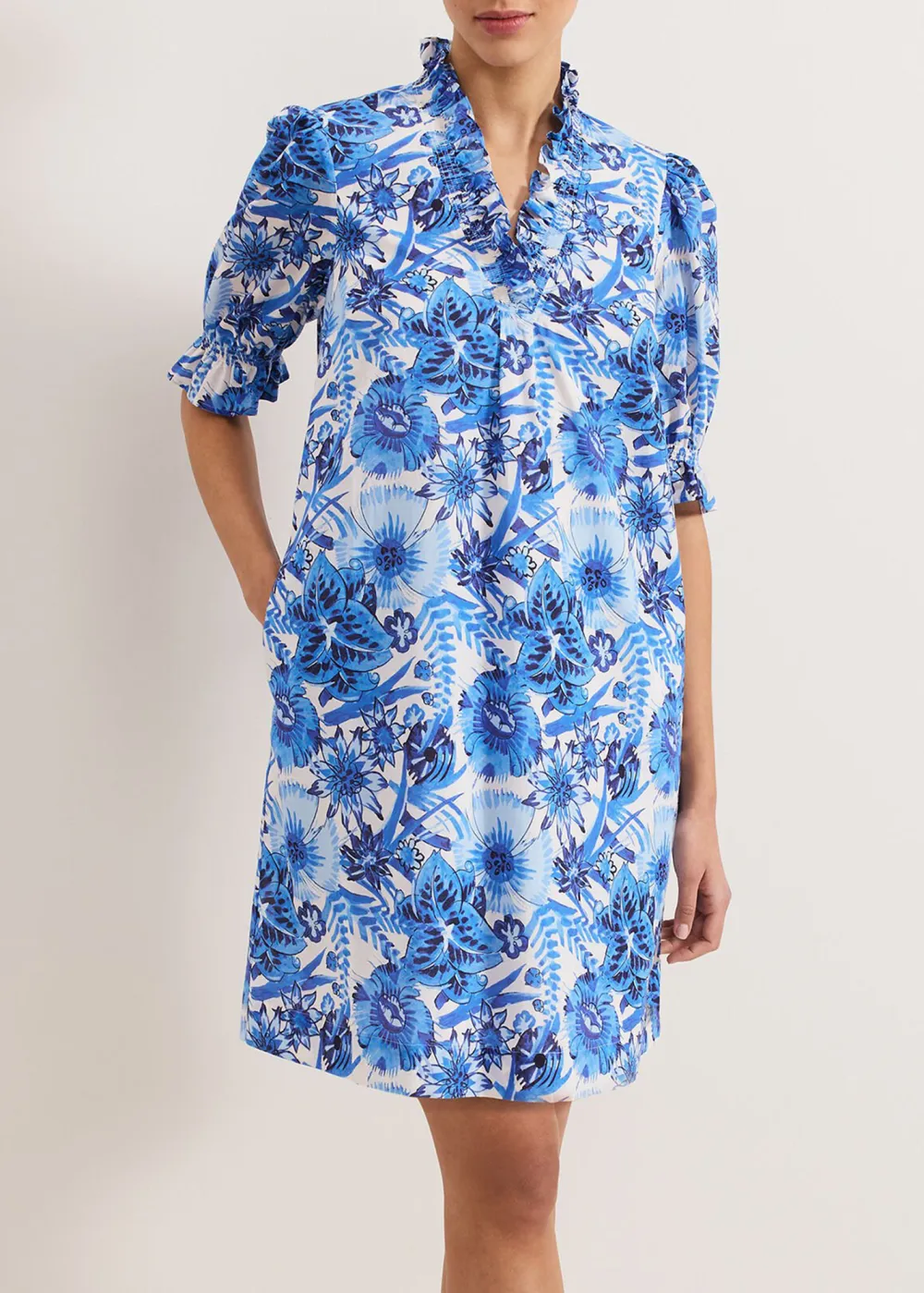 Cotton Romantic Floral Short Dress