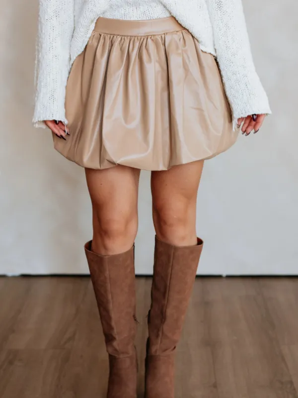 Faux Leather Bubble Skirt