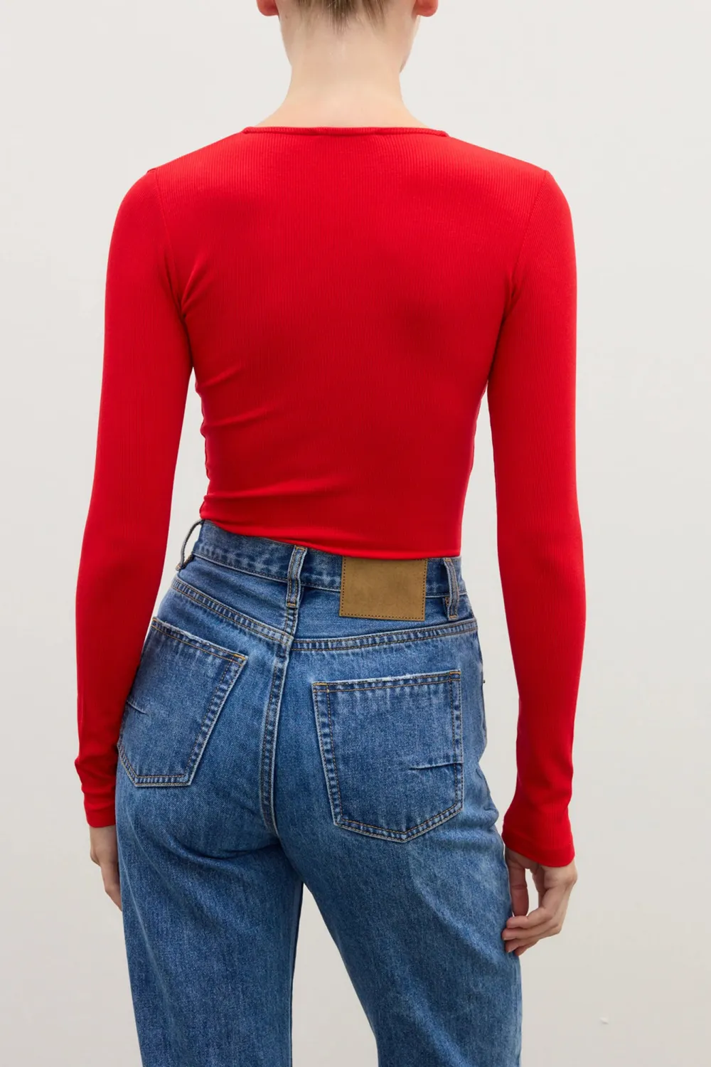 Cherry Red V-Neck Comfortable Breathable Bodysuit