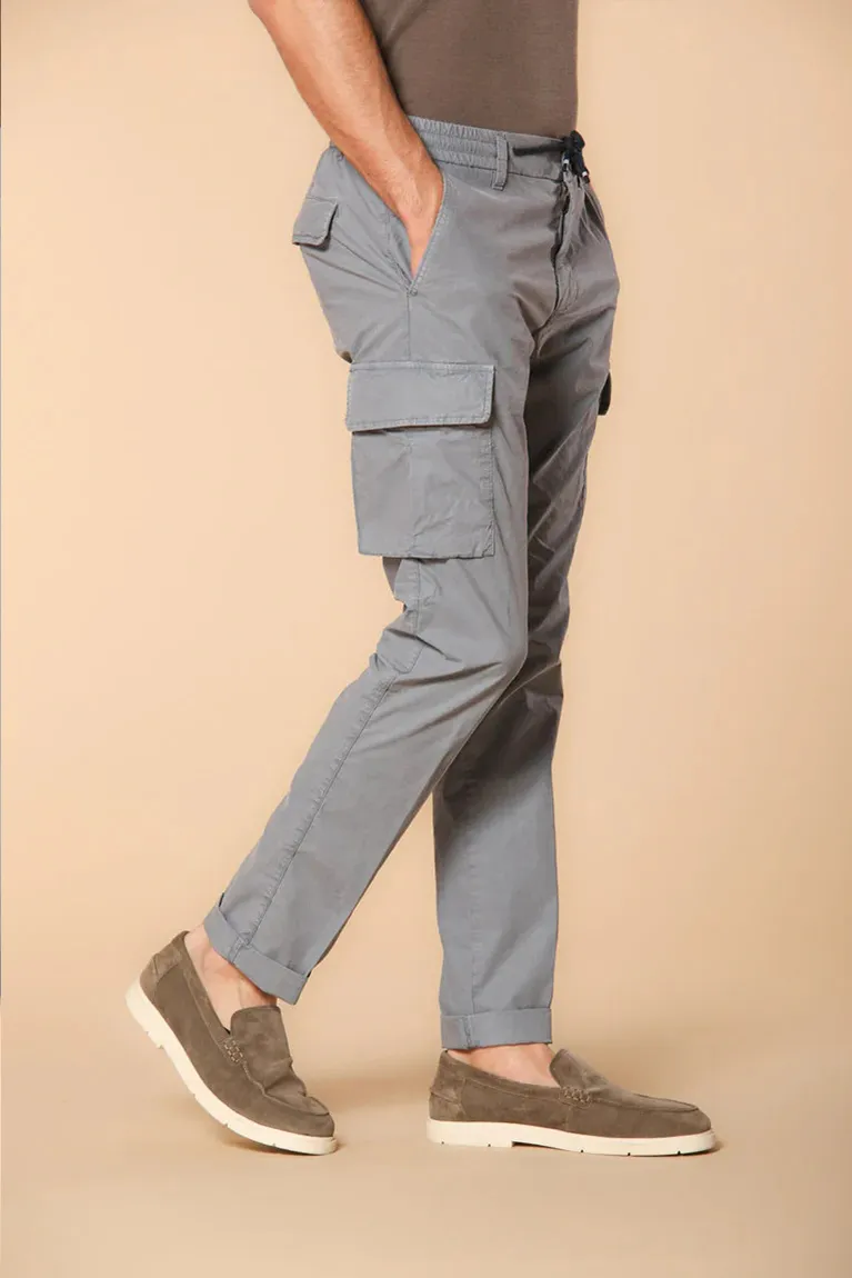 Men's Air Force Blue Slim Fit Parachute Fabric Cargo Pants with Large Pockets