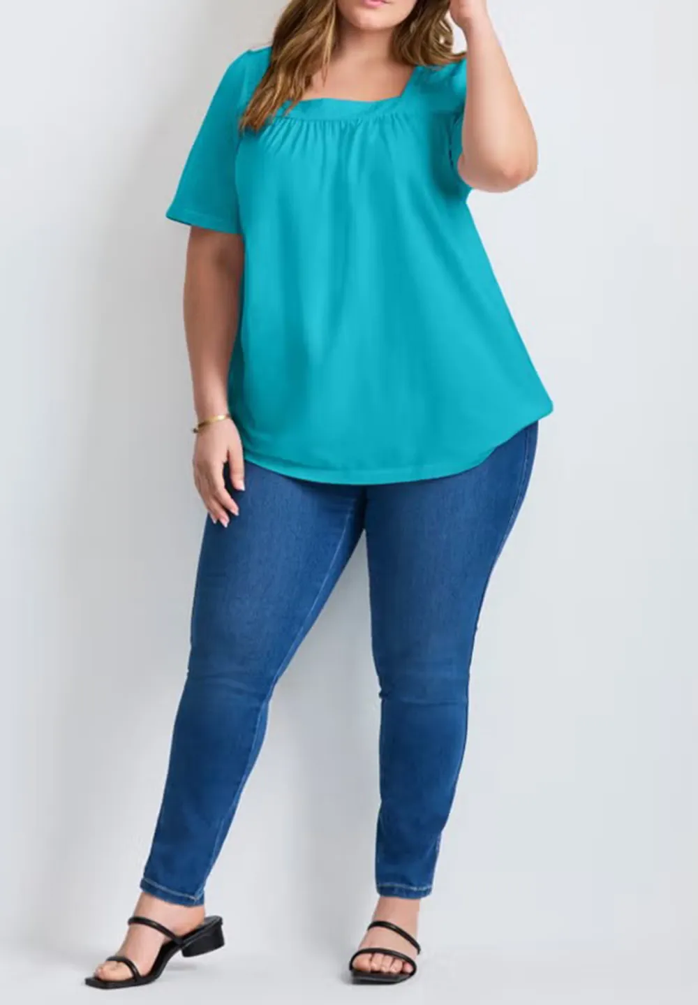 Square Neck Solid Color Top