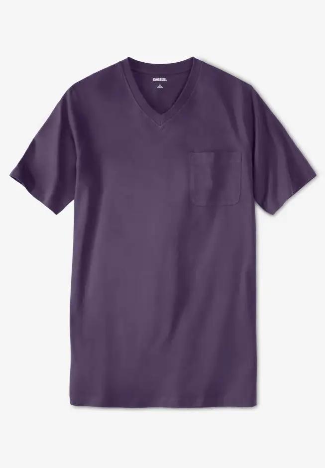 Shrink-Less Lightweight Longer-Length V-neck T-shirt