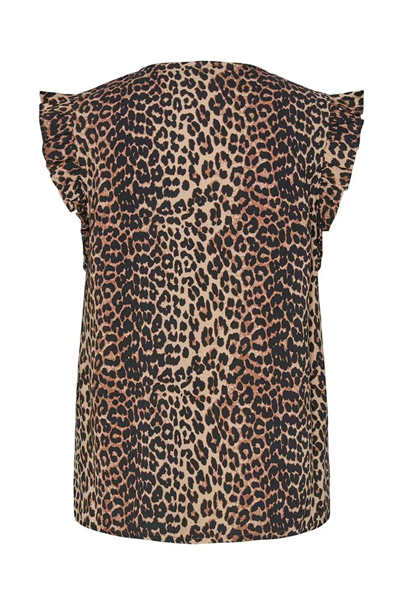 Leopard V-Neck Sleeveless Tops