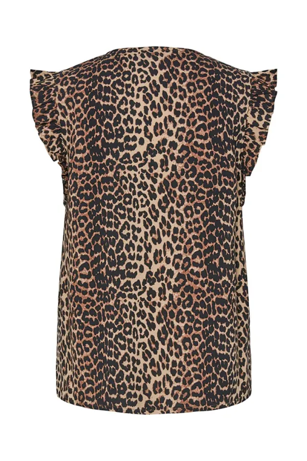 Leopard V-Neck Sleeveless Tops