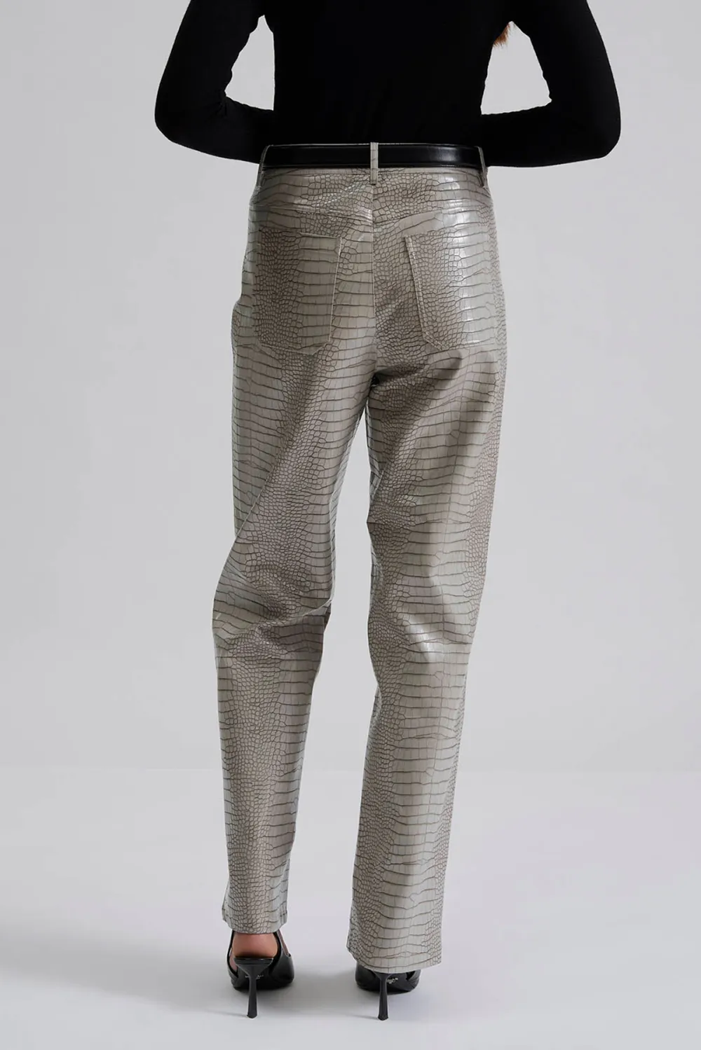 Straight Leg Metallic Trousers