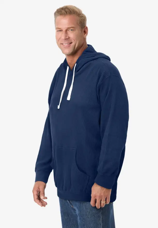 Waffle-Knit Thermal Hoodie