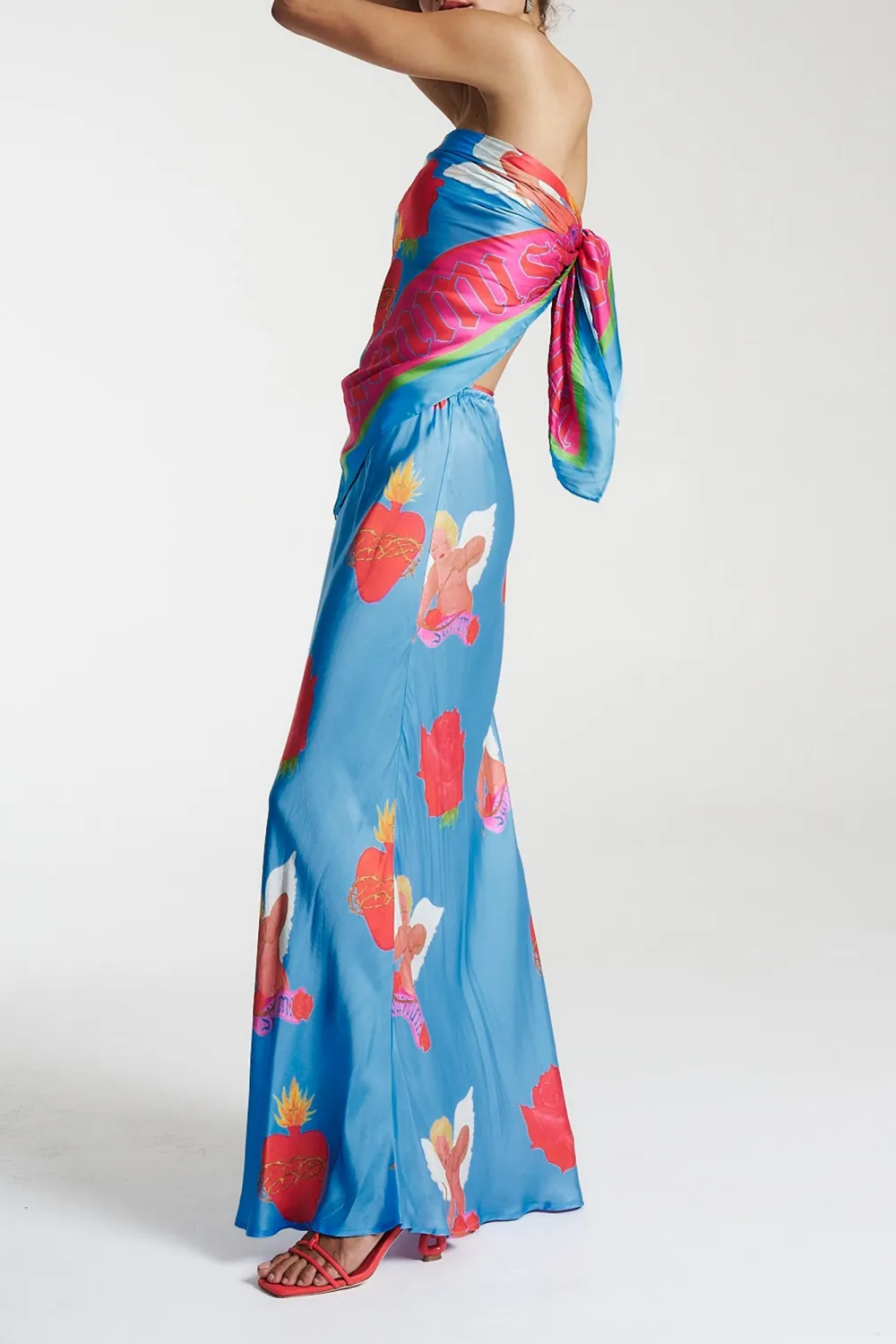 Daily Holiday Floral Print Blue Skirt