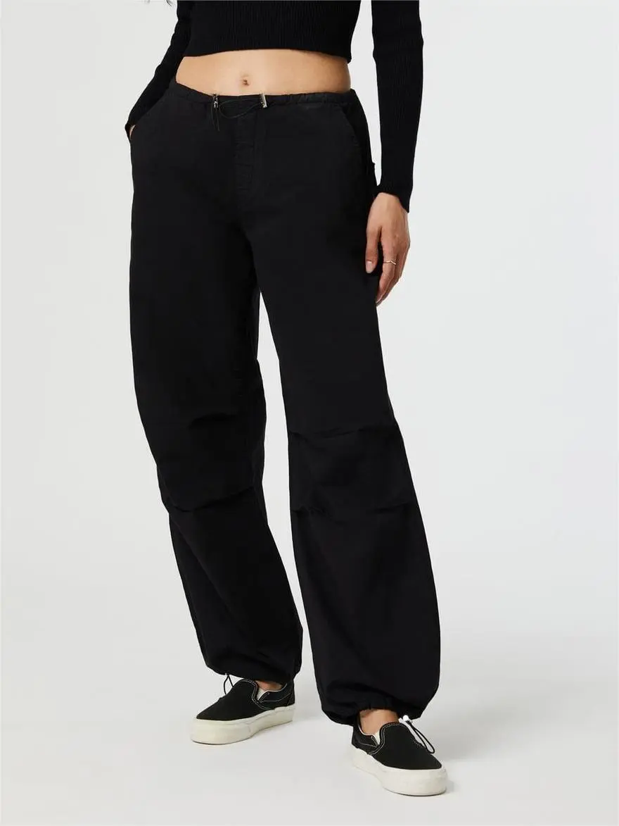 Casual Style Cotton Black Pants