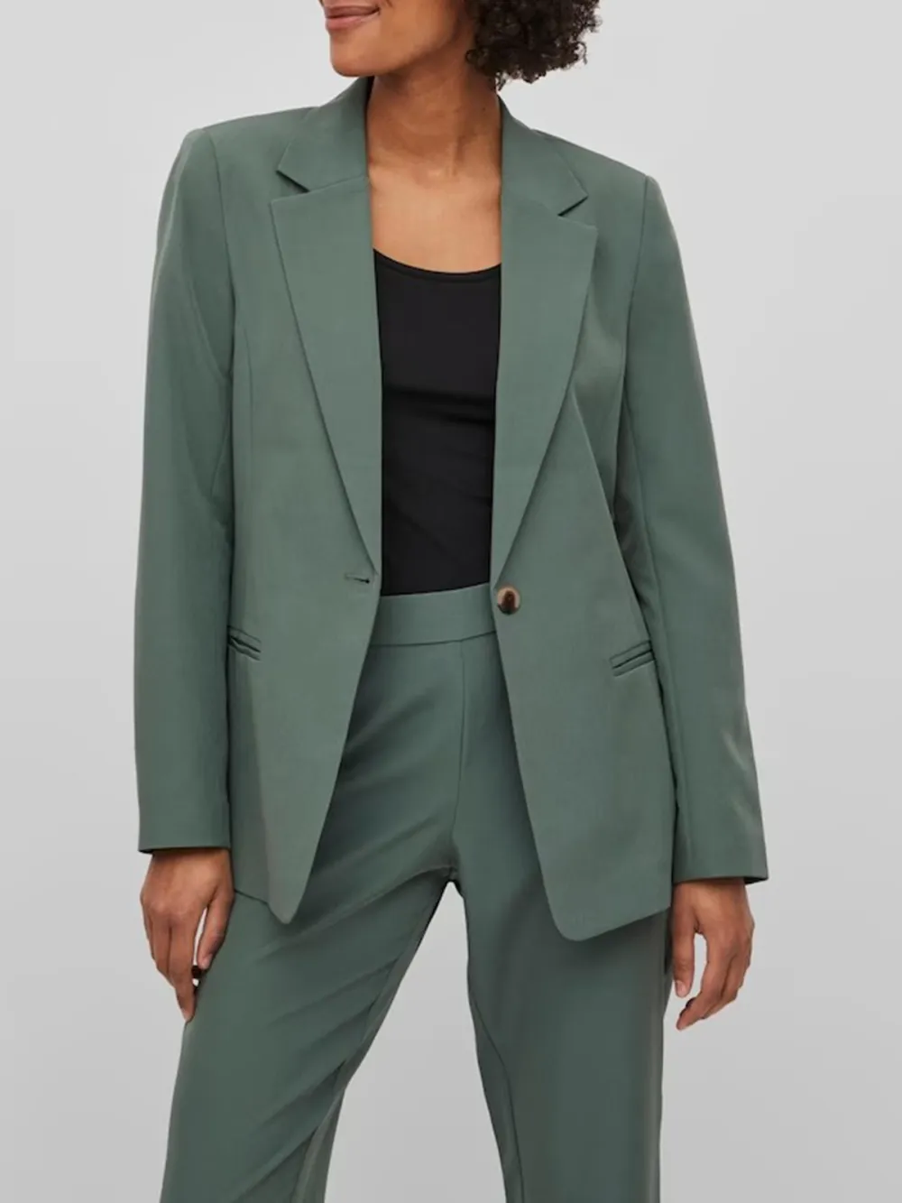 Plain Colored Button Fastening Blazer