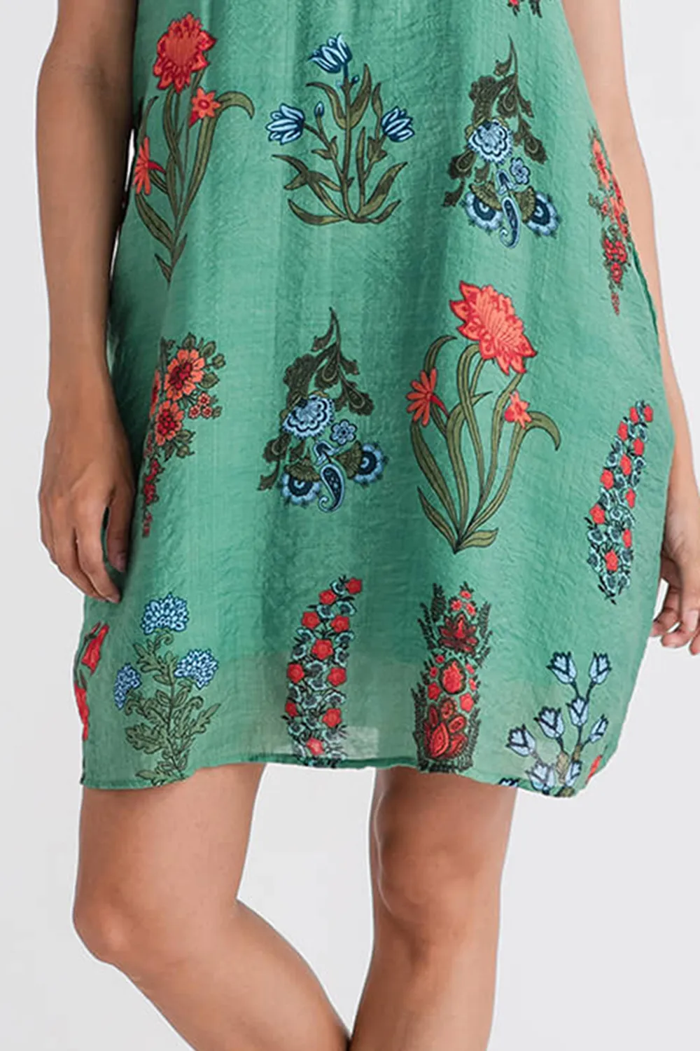 Medalion Printed Short Dress - Emerald