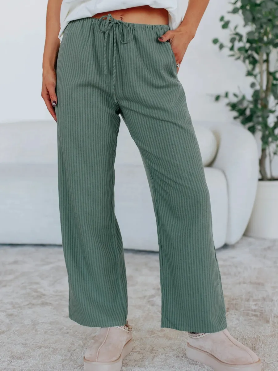 Drawstring Striped Pants