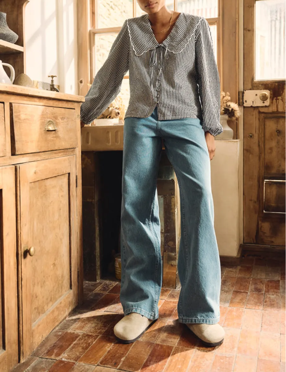 Light Wash Denim High Rise Wide Leg Jeans