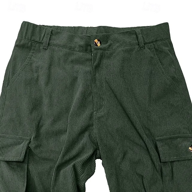 Men's Straight Leg Casual Corduroy Cargo Pants