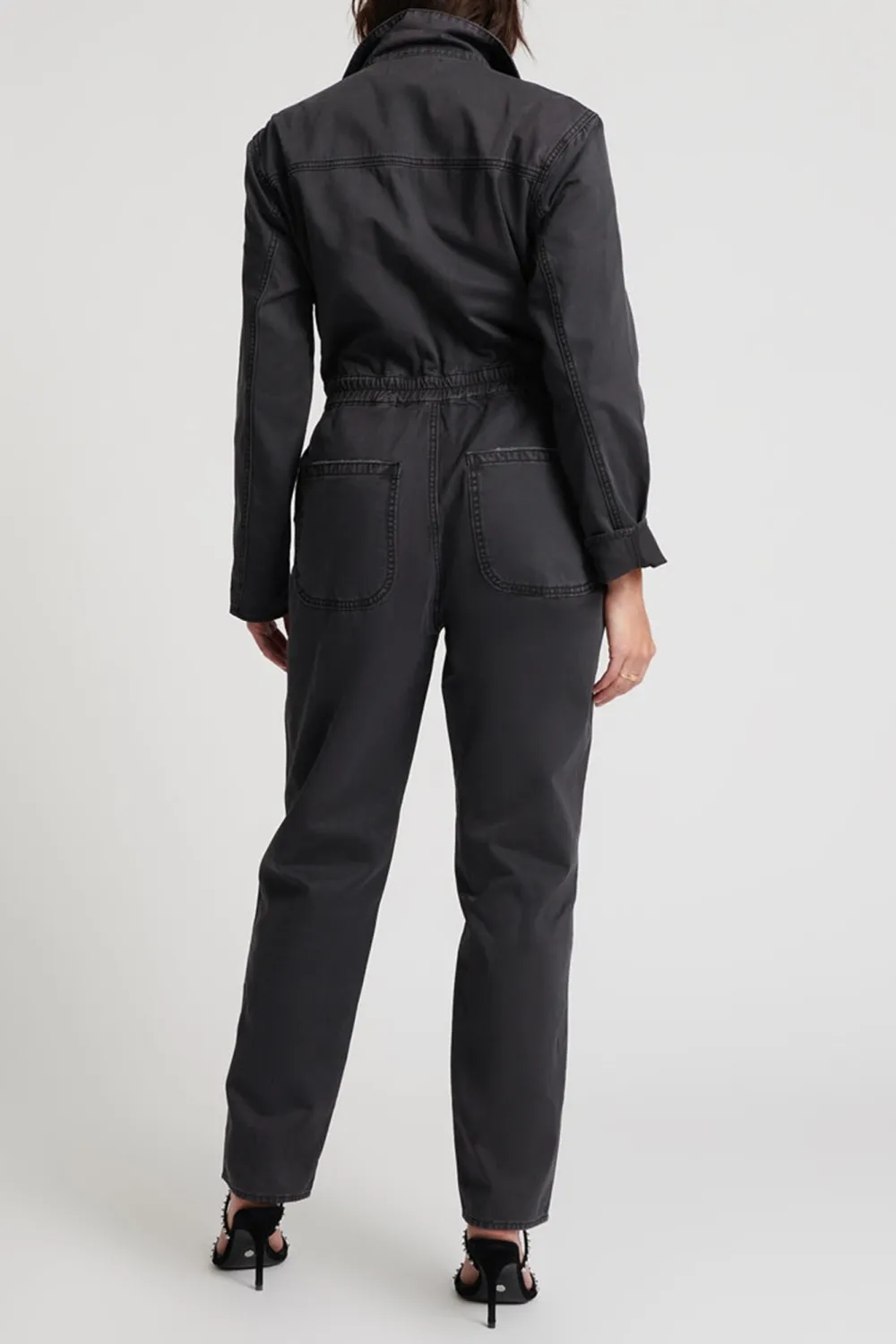 Black Vintage Simple Workwear Jumpsuit