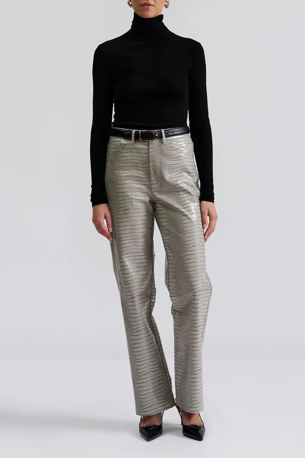 Straight Leg Metallic Trousers