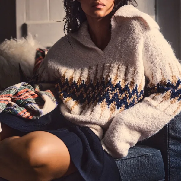 Cream Brown Navy Alpaca Sweaters