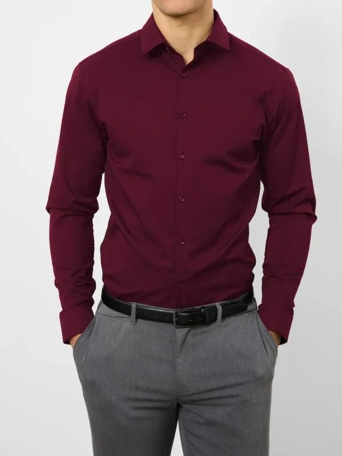 Burgundy Soft Comfortable Business Blouse