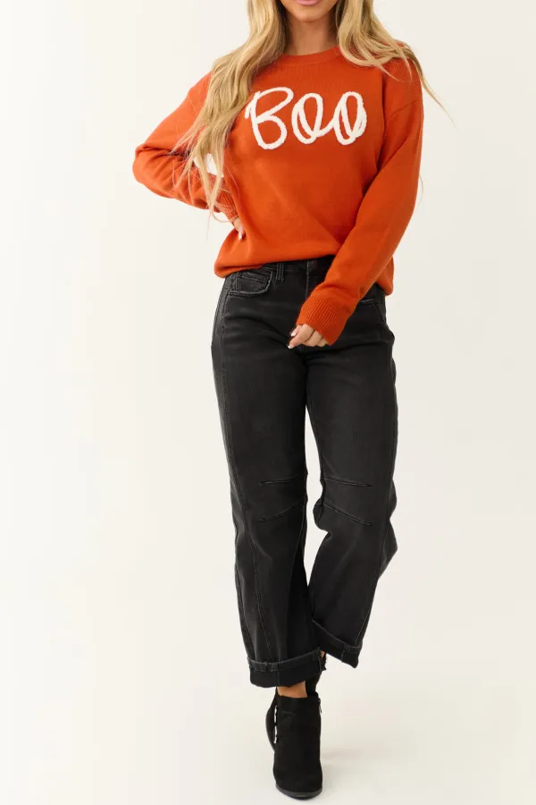 Fire Graphic Drop Shoulder Knit Sweater