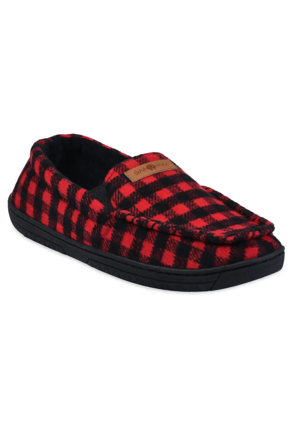 Mens Holiday Plaid Mocassin Slipper With Velour Lining