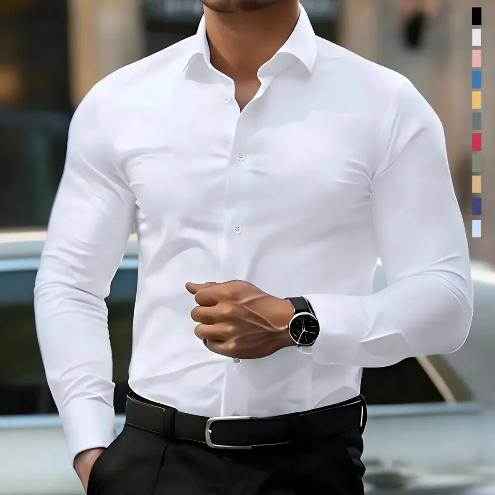 Non-Stretch Men’S Slim-Fit Long-Sleeve Shirt