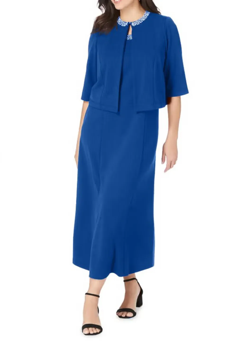 Crew Neck Beaded Jacket Dress