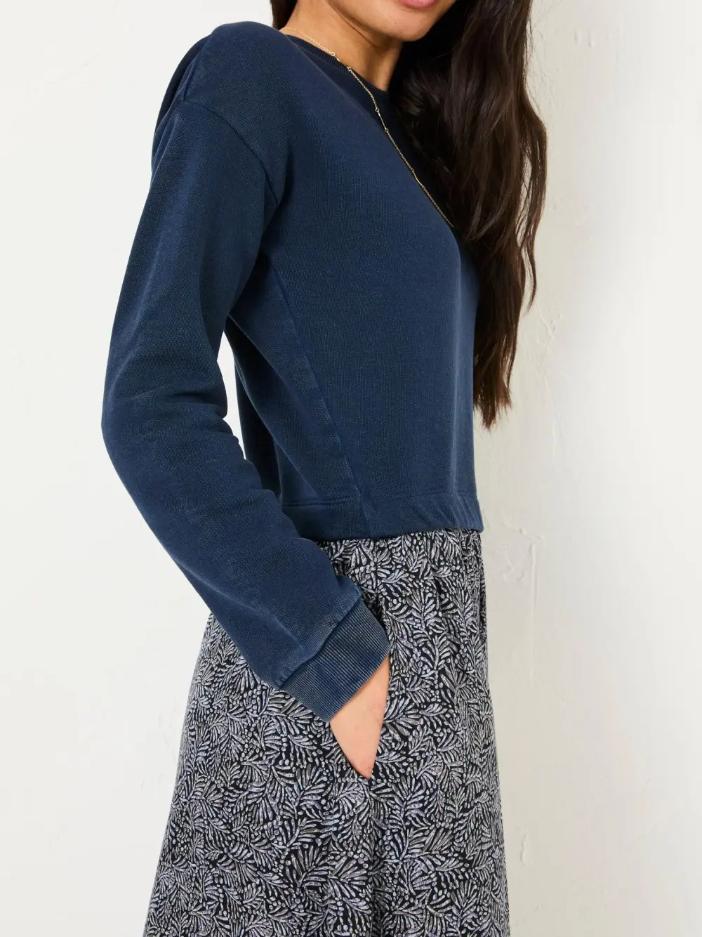 Navy Floral Midi Dress