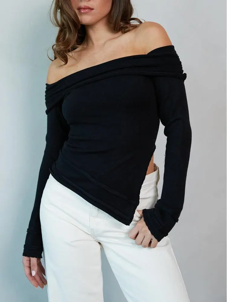 Kate Off the Shoulder Asymmetrical Sweater Top