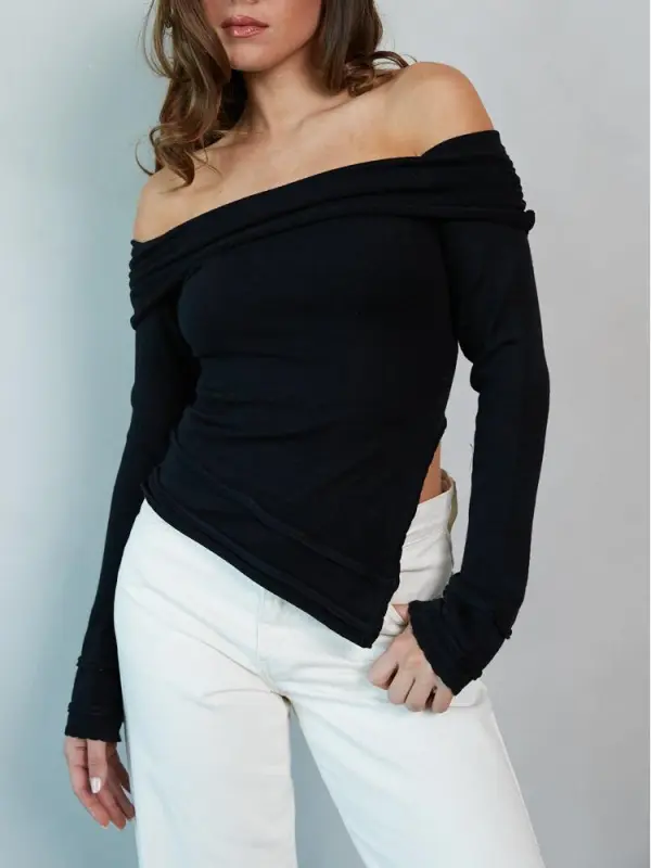 Kate Off the Shoulder Asymmetrical Sweater Top