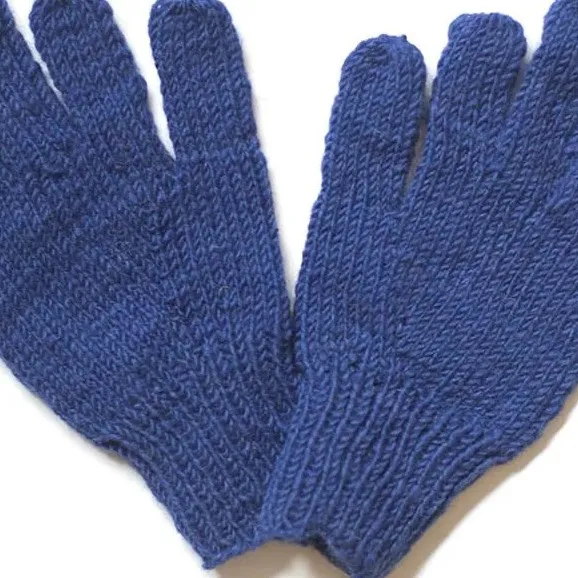 Navy Blue Solid Color Knitted Gloves