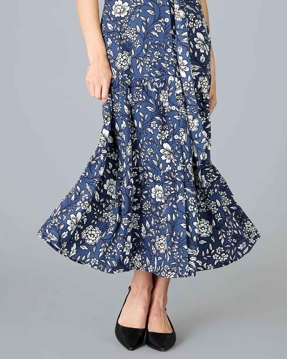 Blue Floral Print Maxi Dress