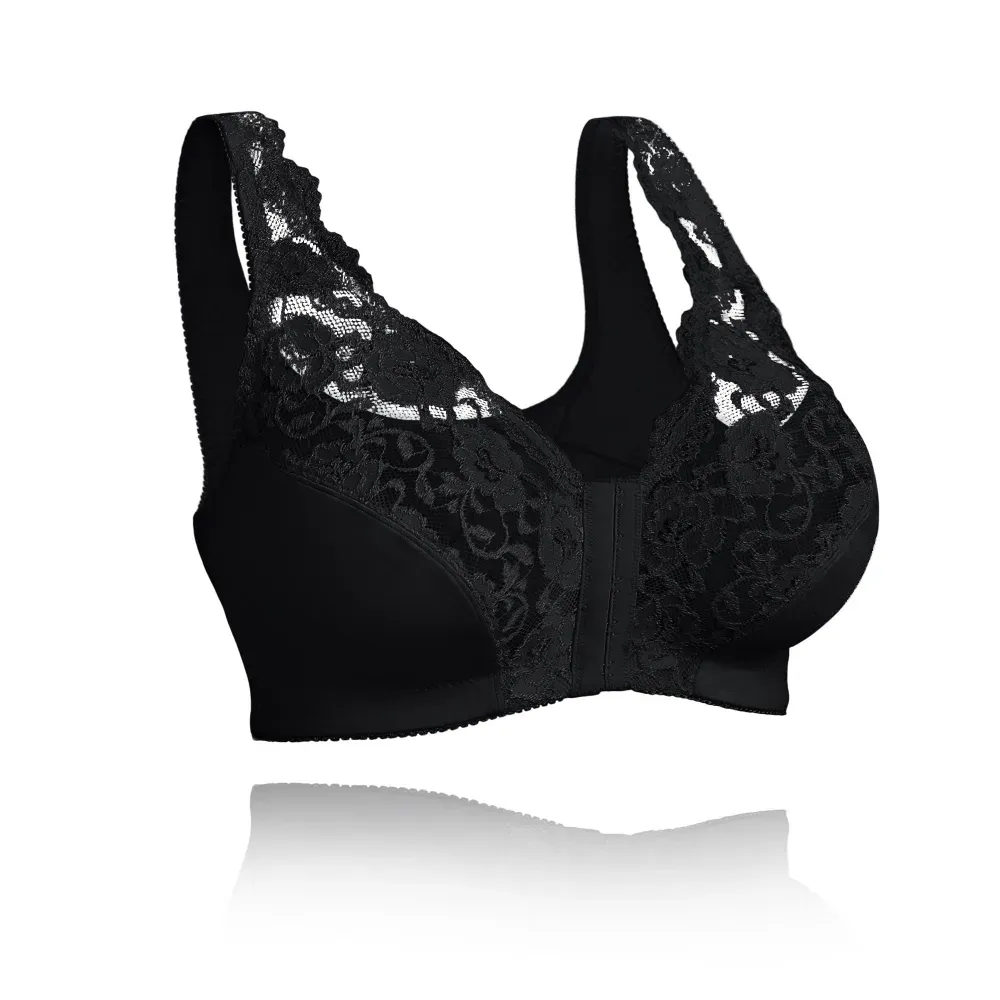 Front hooks, stretch-lace, super-lift, and posture correction