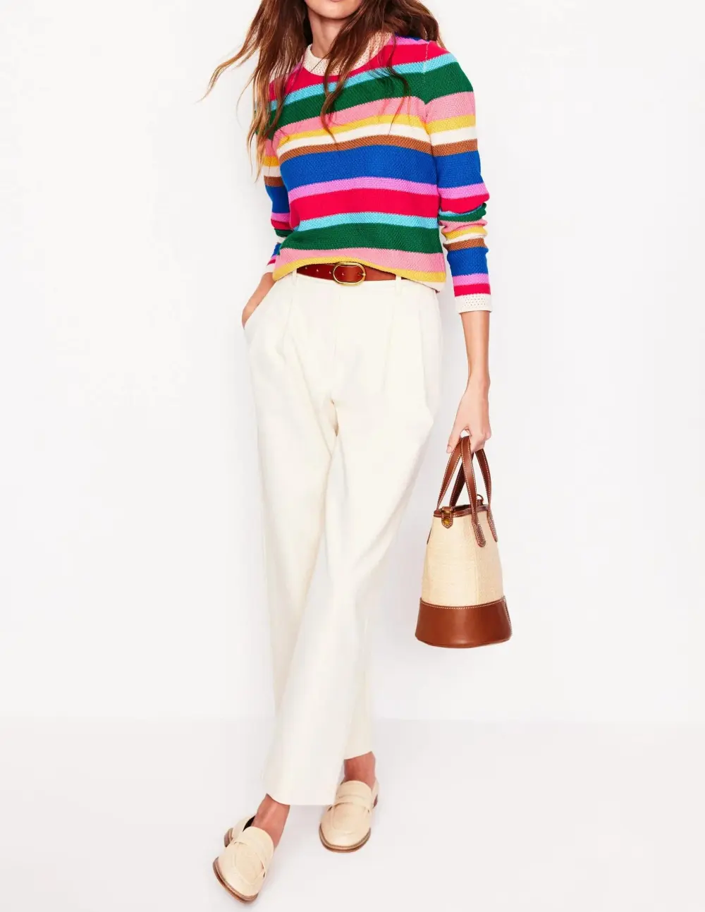 Multicolor Striped Crew - Neck Sweater
