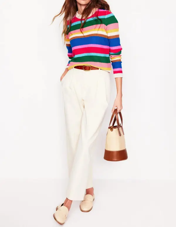 Multicolor Striped Crew - Neck Sweater