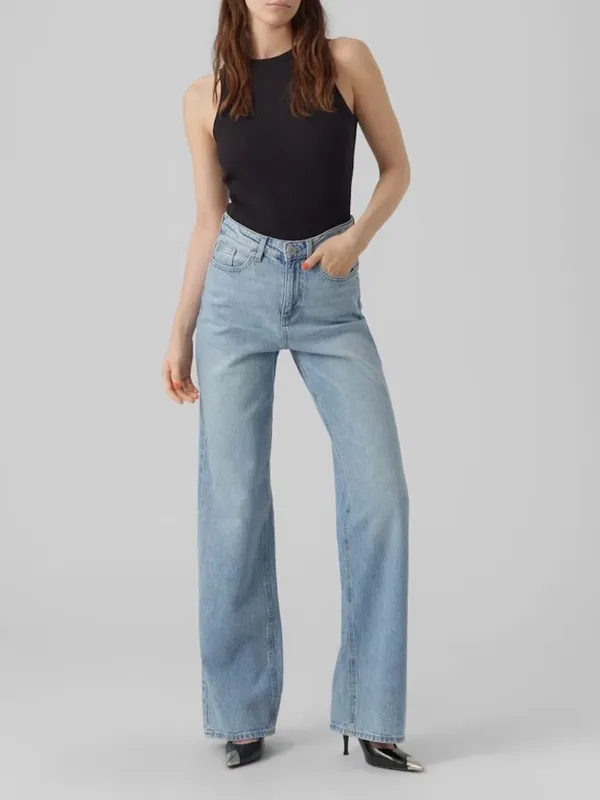 Blue Denim High Waist Casual Style Jeans