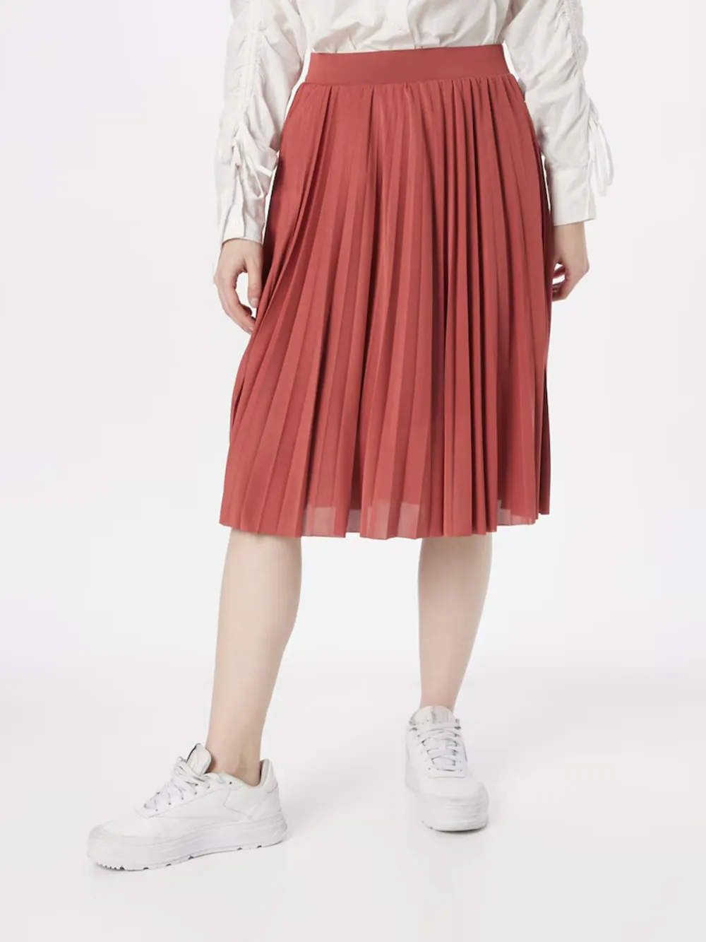Plain Colored Casual Style Pleated Skirt