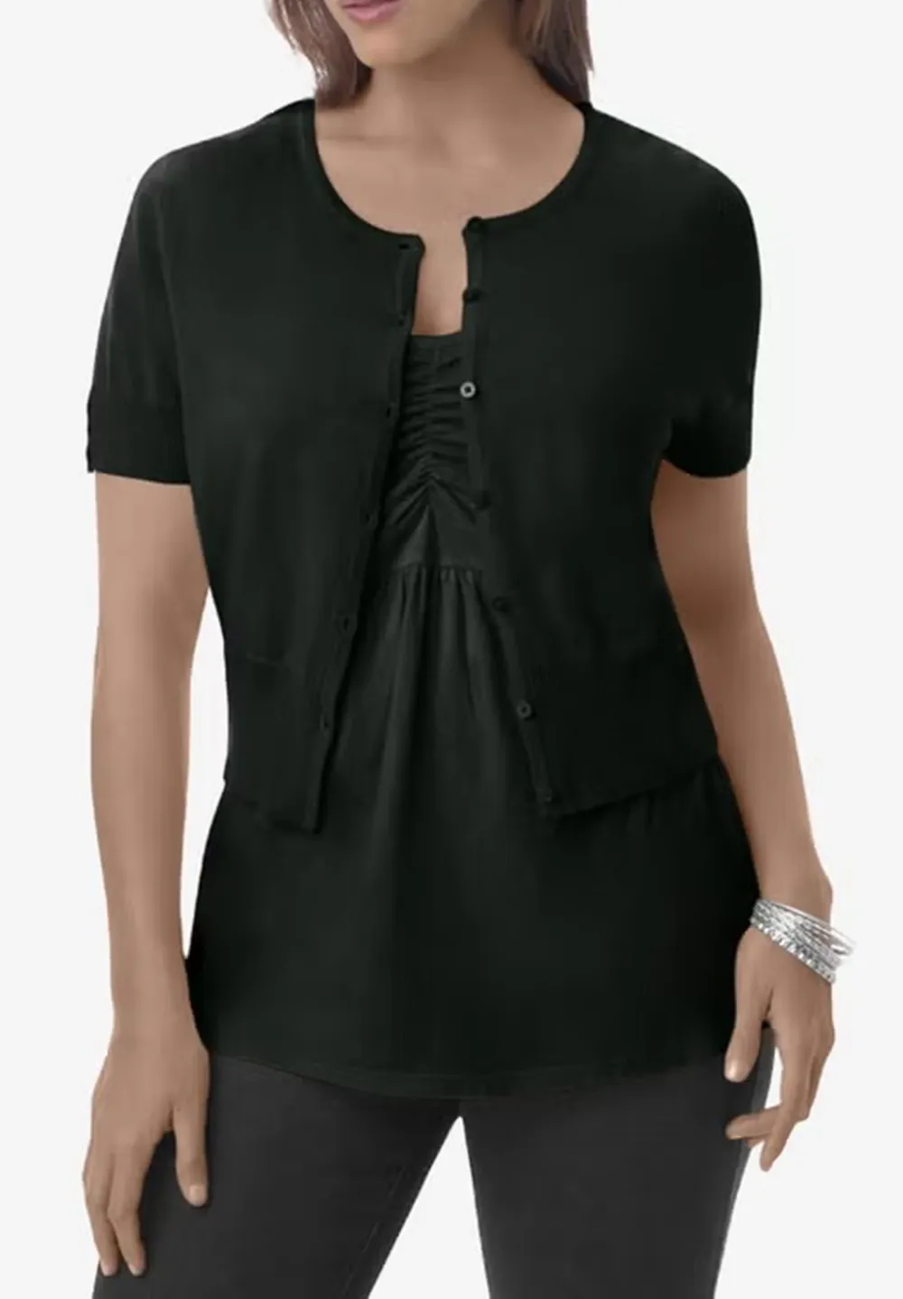 Solid Color Short Sleeved Cardigan