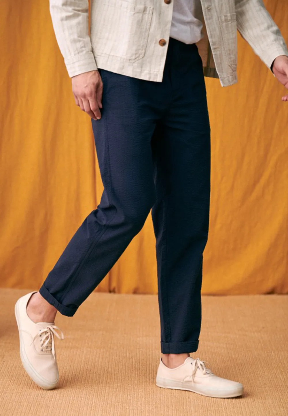 Trousers-Navy Seersucker