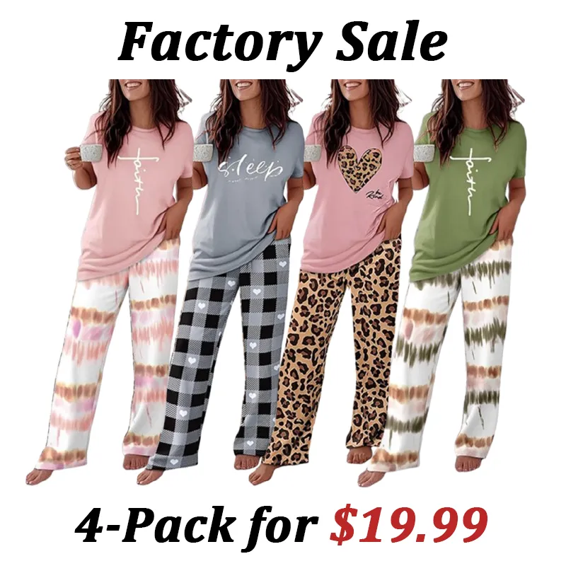 🔥FLASH SALE🔥Women's 2 Piece Pajama Set - Short Sleeve Comfy Loungewear
