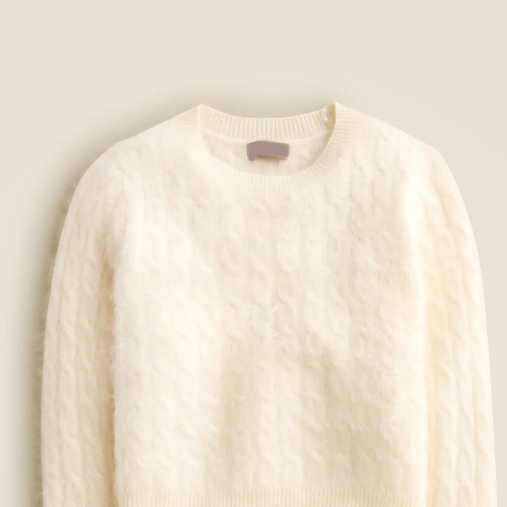 Brushed Cashmere Shrunken Crewneck Sweaters