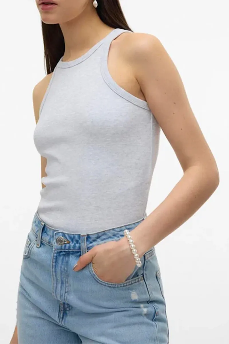 High Neck Ribbed Tank Tops
