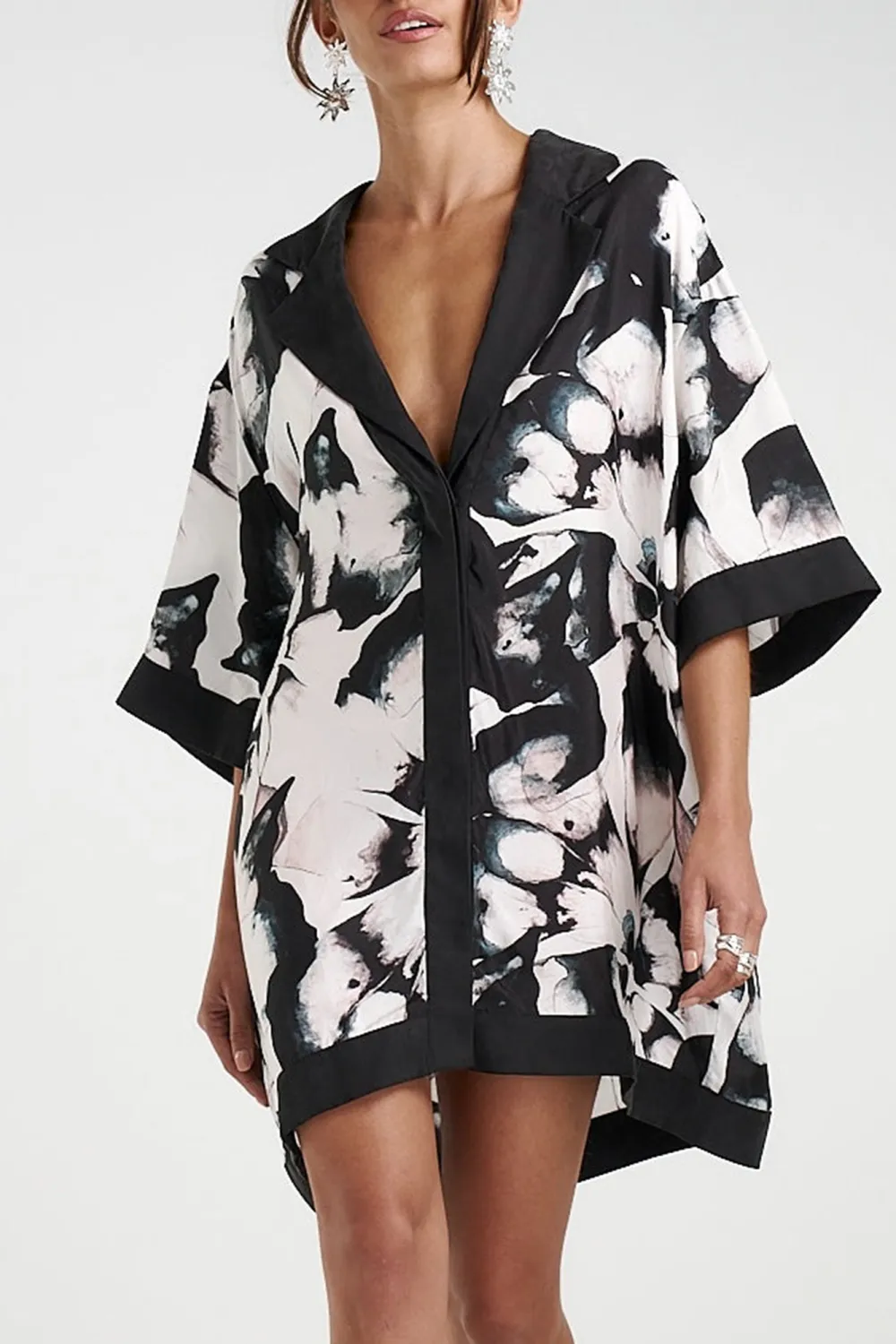 Black And White Personalized Art Plant Flowers Dresses