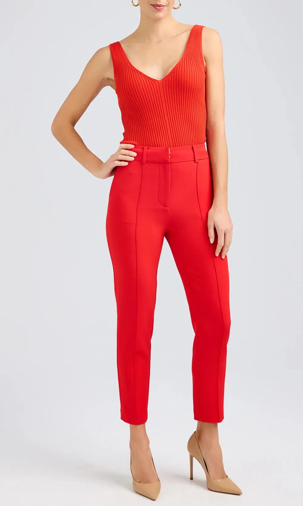 Red Skinny Casual Trousers